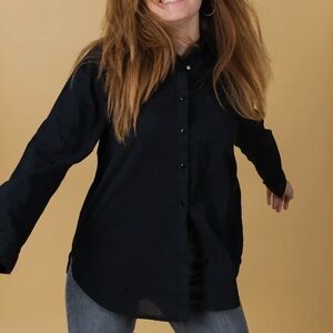 And for good re/good cotton boyfriend Black Button-Up Shirt New $128